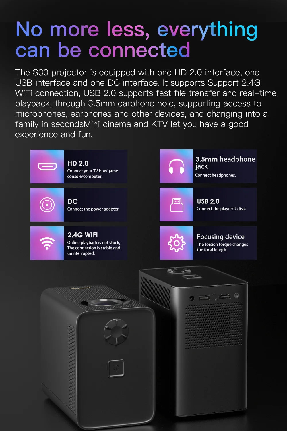 HONGTOP S30 MAX - Vidéo projecteur 4K - MonVideoProjecteur.fr