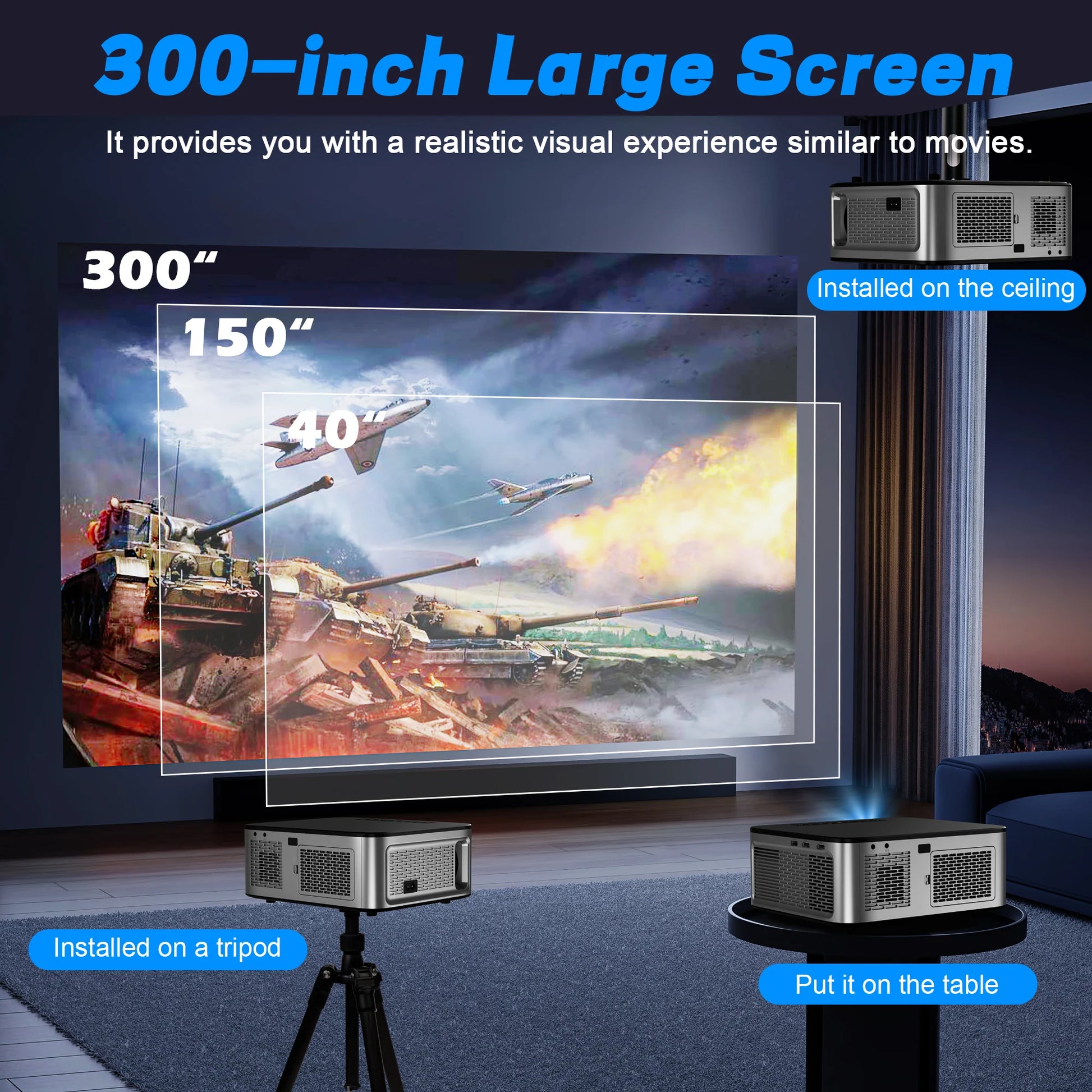 HORLAT 26000 Lumens - Vidéo Projecteur 4K - MonVideoProjecteur